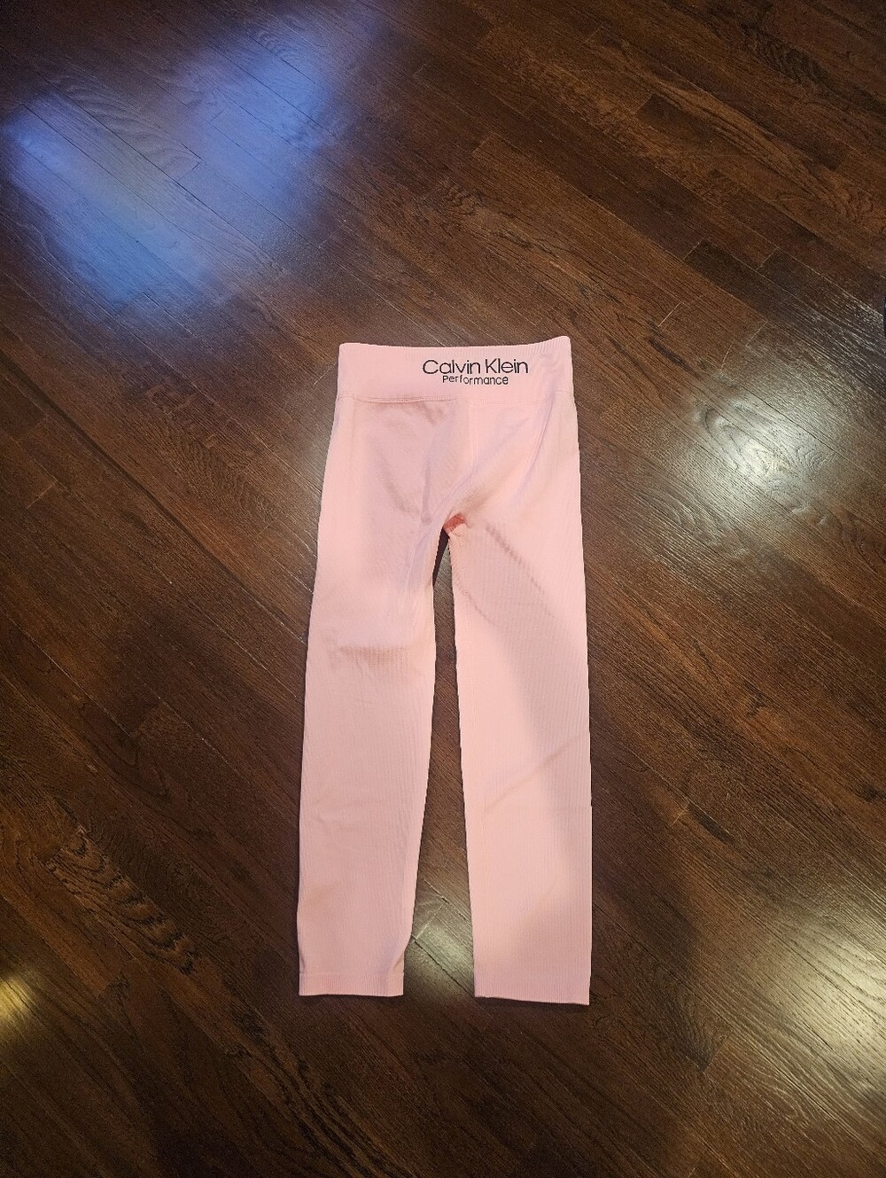 Calvin Klein Pink Ribbed Performance Leggings - Picture 2 of 4